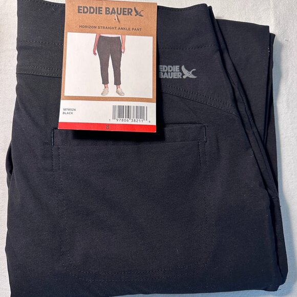 Eddie Bauer Women's Horizon Straight Ankle Pant Size 8 Black Outdoor Casual NEW - Picture 2 of 15
